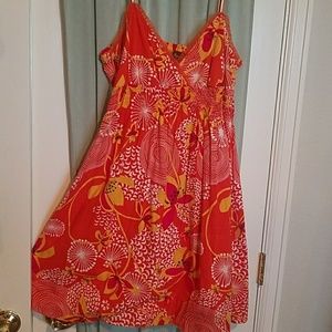 Pretty Orange Flower Sun Dress